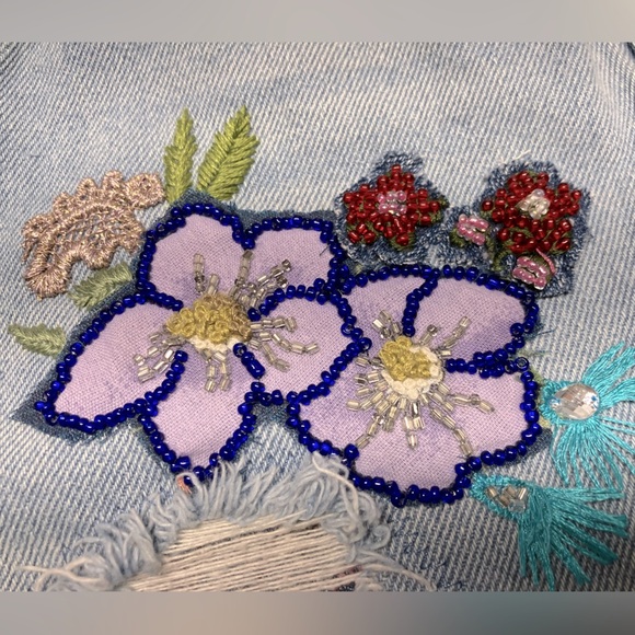 Women’s Distressed/Grunge Embroidered Jeans, Small, Embellished, Handstitched - Picture 11 of 14